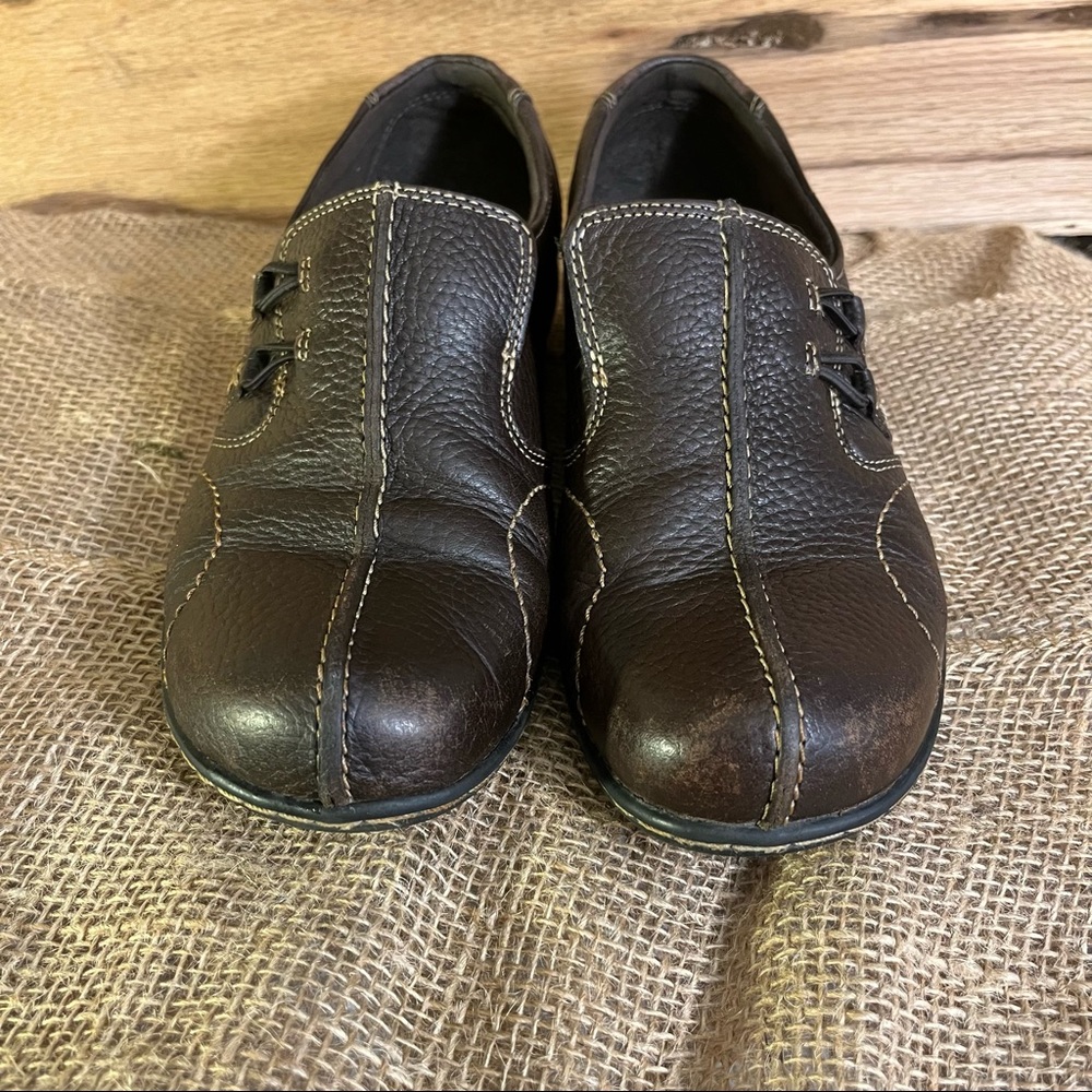 Clarks Bendables 39389 Brown Leather Slip On Loafers Womens Size 9 M